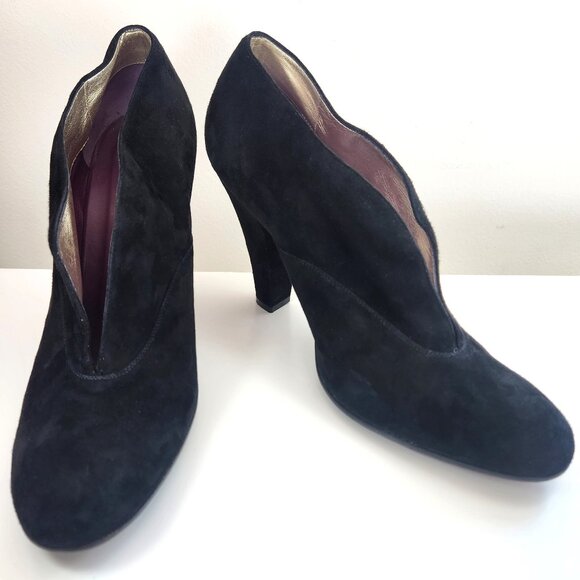 MARC JACOBS Suede Black Booties Made In Italy Size 41 Euro / US 11 Shoes Heels - Picture 1 of 16